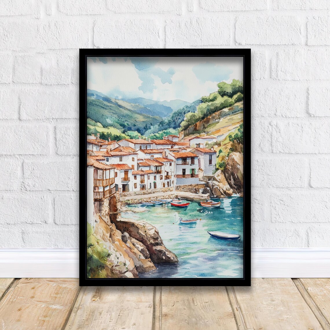 Basque Country Watercolor Painting, Spain Art Print