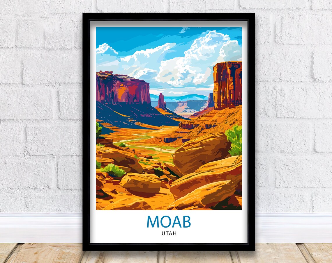 Moab Utah Travel Poster, Home Decor for Utah Lovers