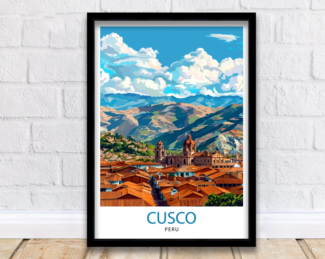 Cusco Peru Historic Inca Capital City Panorama Andes Travel Poster