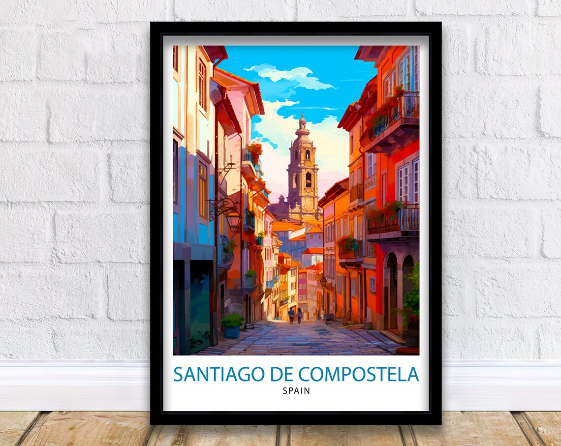 Santiago De Compostela Travel Poster, Wall Decor