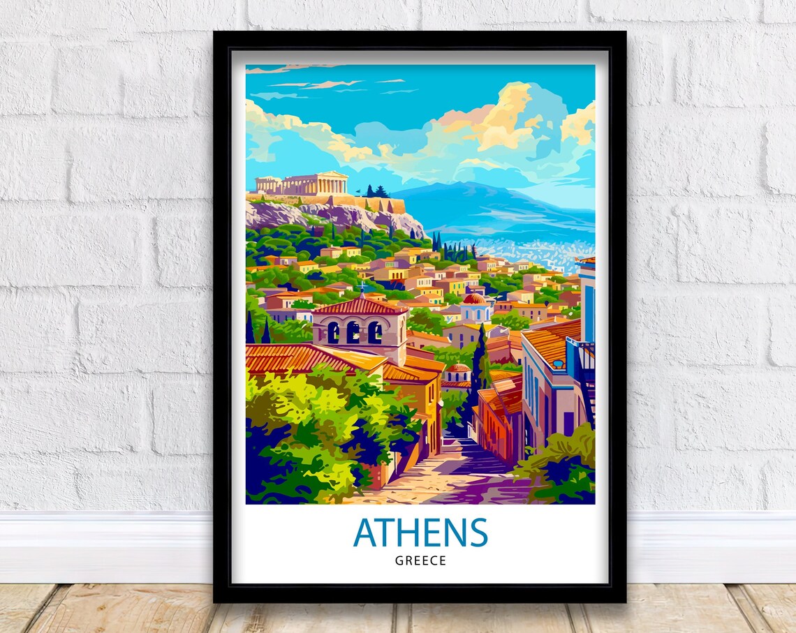 Athens Greece Travel Poster, Greece Wall Decor