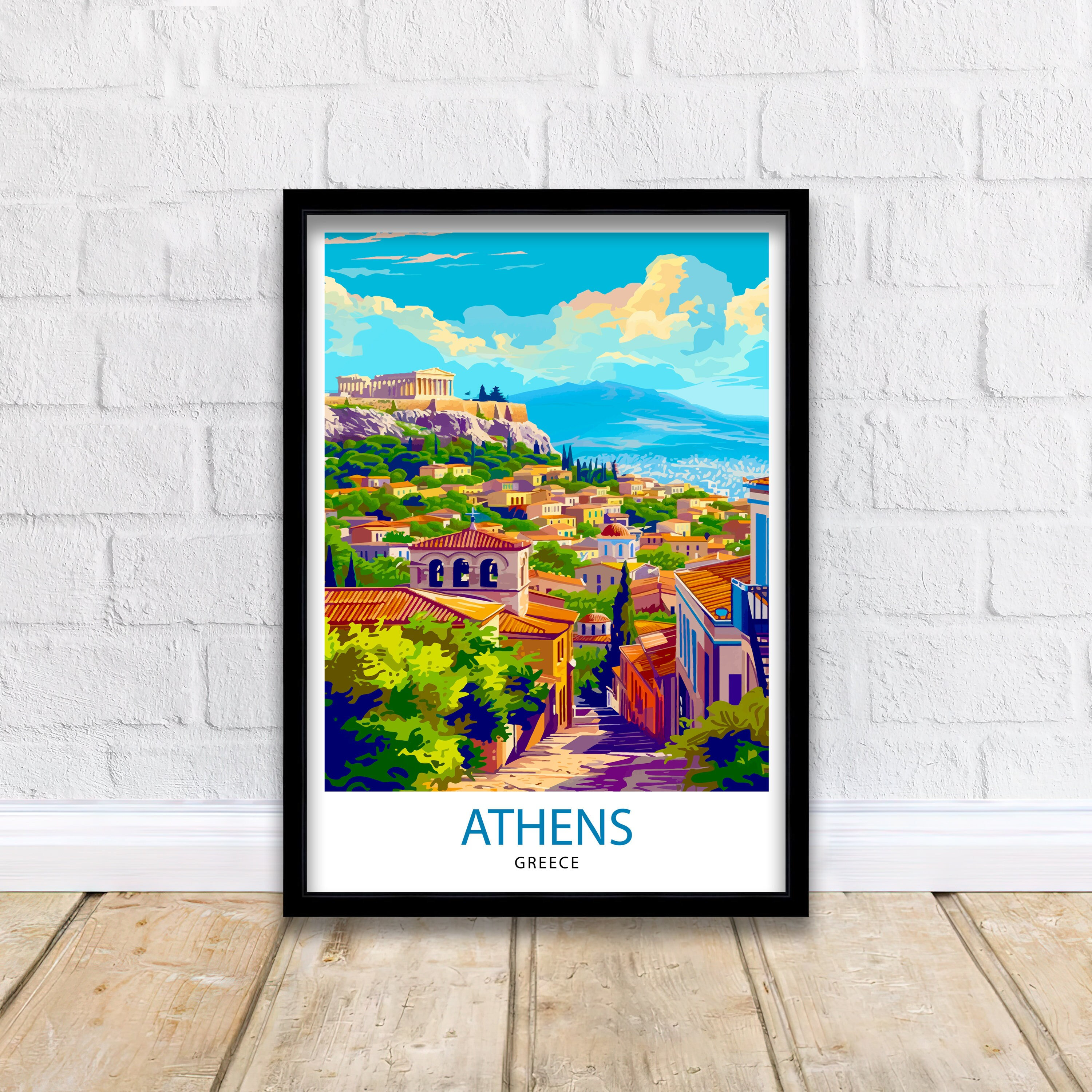 Athens Greece Travel Poster, Greece Wall Decor