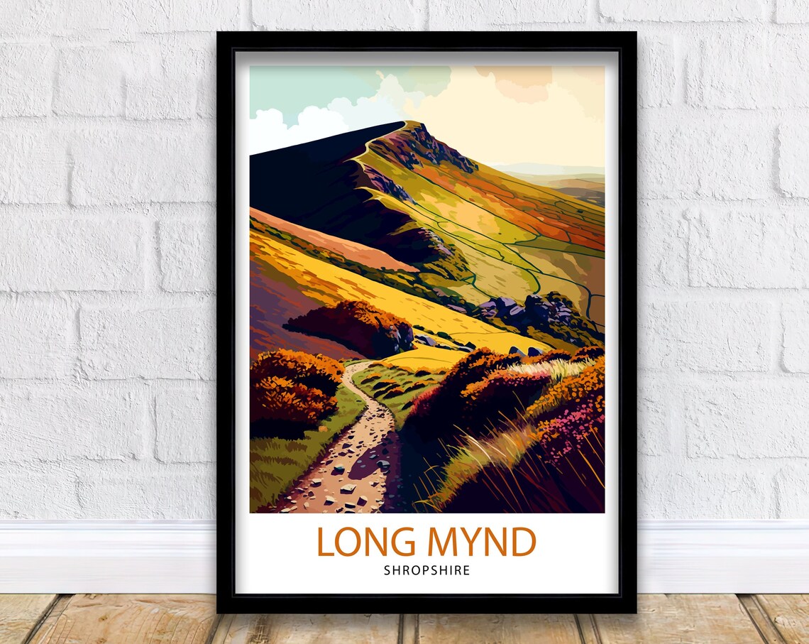 Long Mynd Travel Poster, Landscape Art Print