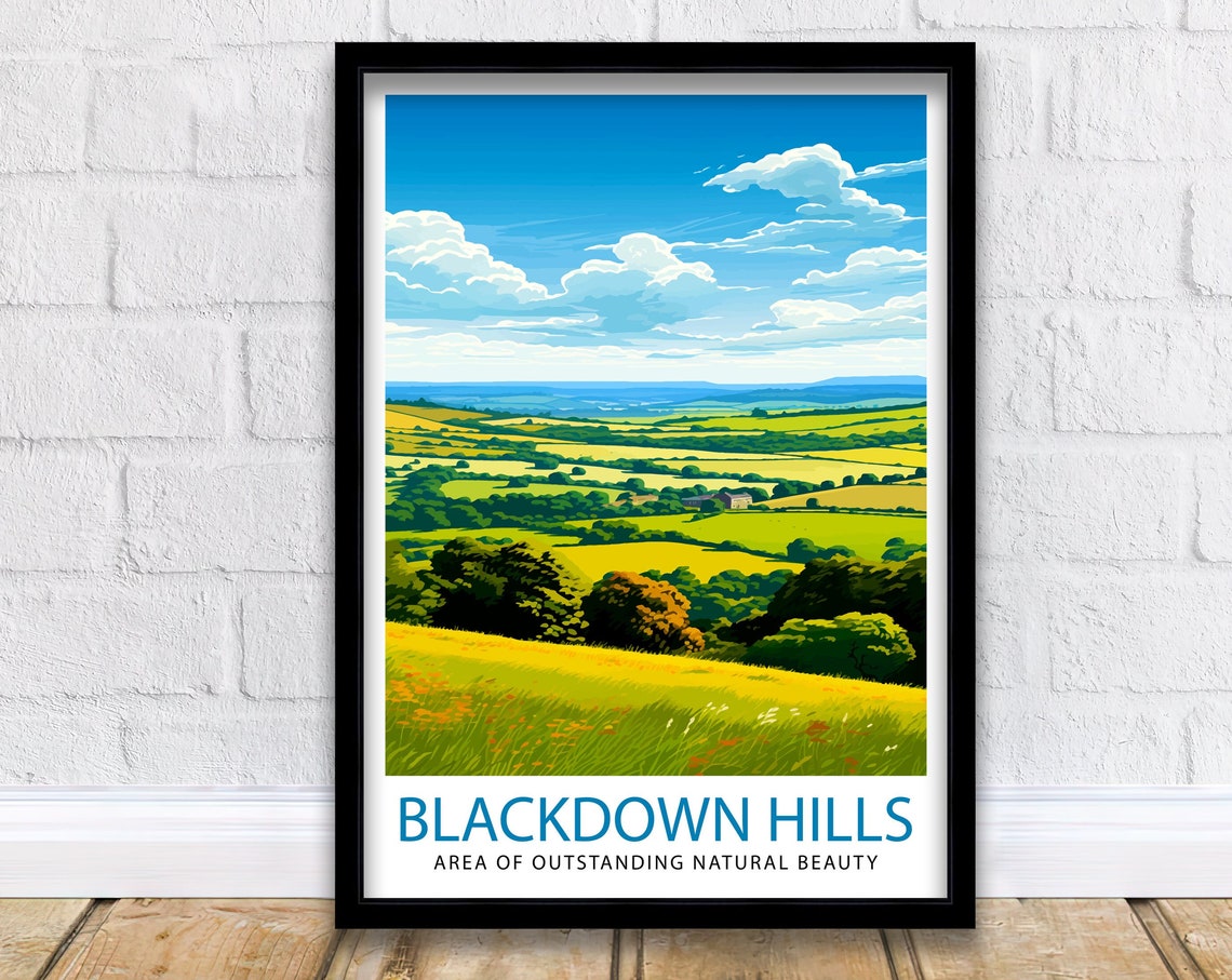 Blackdown Hills AONB Green Countryside Panorama Valley Art Poster