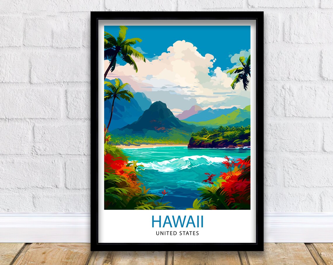 Hawaii Travel Poster, USA Wall Art Print