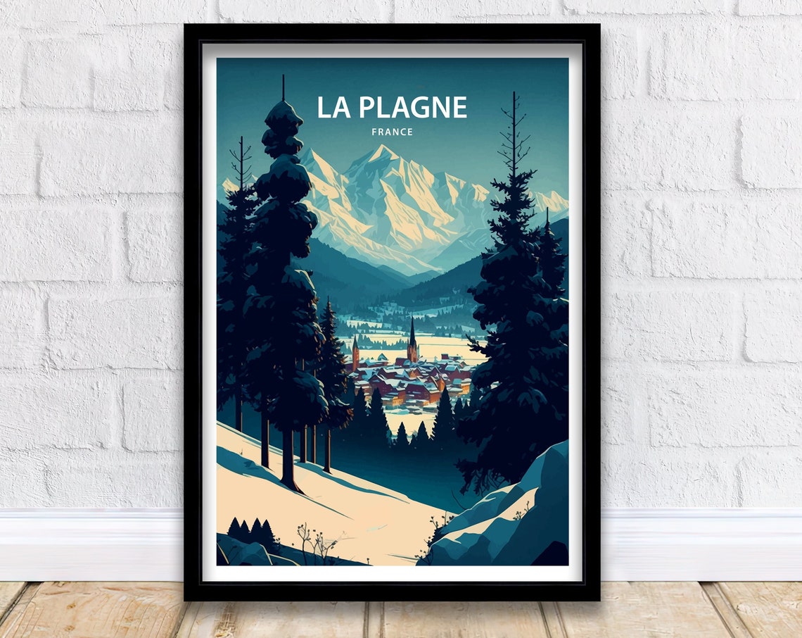 La Plagne Travel Print La Plagne Wall Decor La Plagne Home Living Decor La Plagne Illustration La Plagne France Poster La Plagne Gift