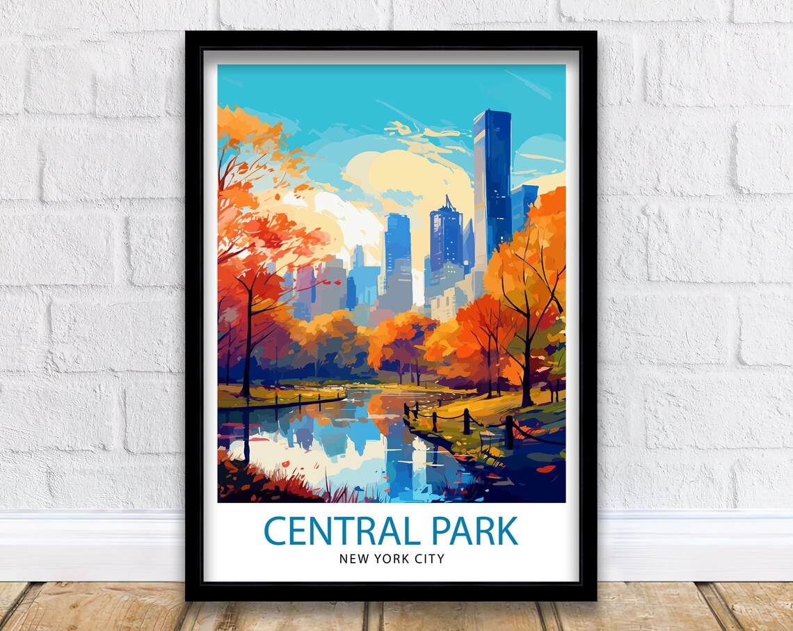 Central Park New York Travel Poster, NYC Illustration