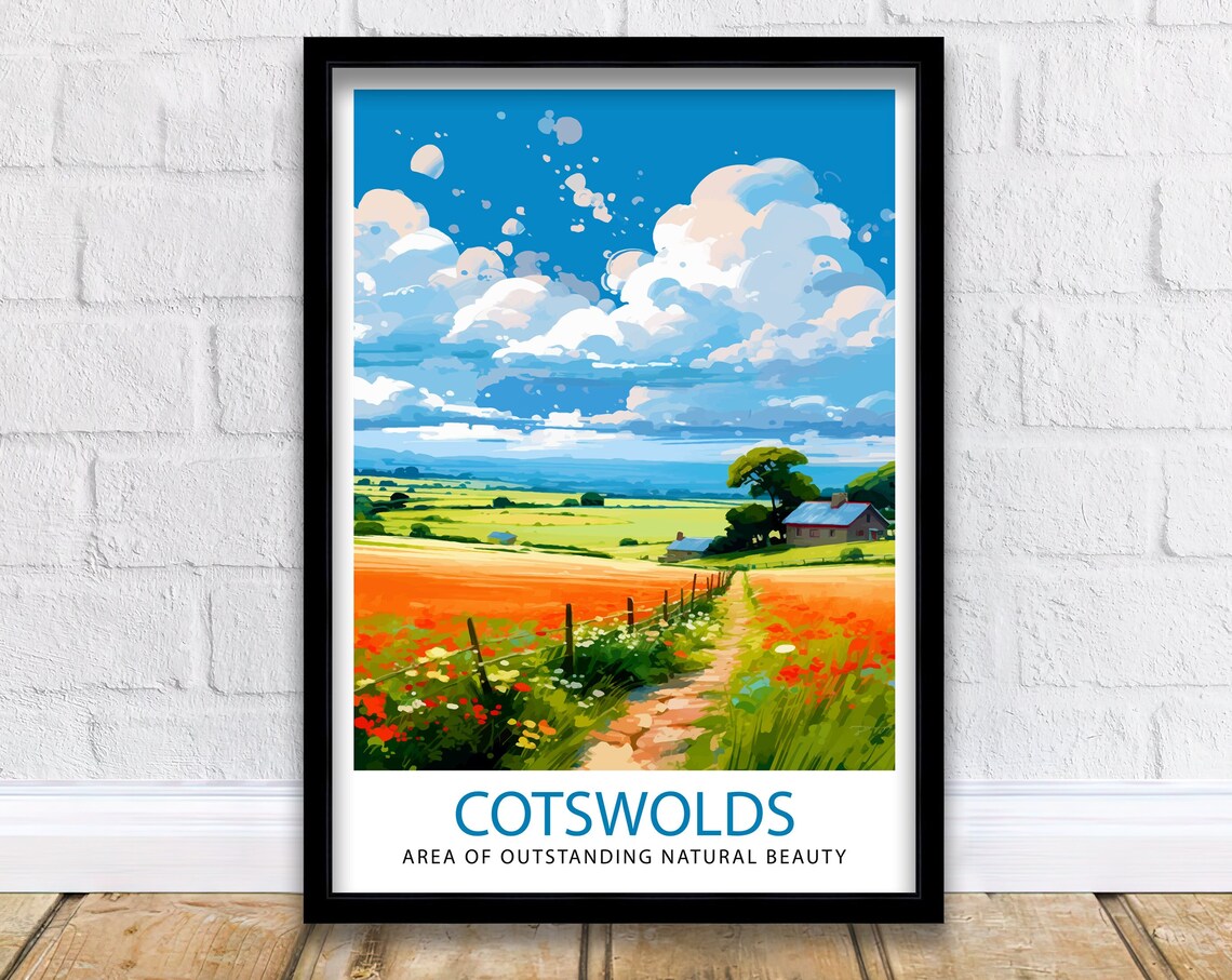 Cotswolds Travel Poster, Cotswolds Wall Art