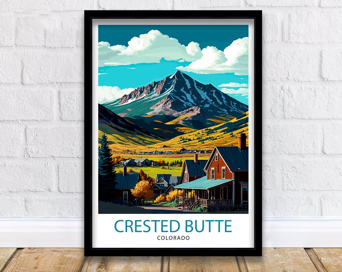 Crested Butte Colorado Mountain Town Valley Art Travel Poster
