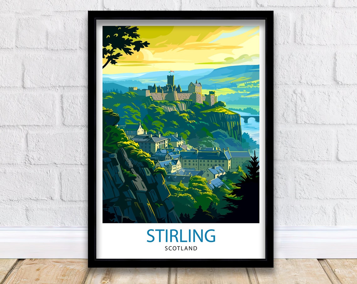 Stirling Scotland Castle Cliff Overlooking Historic Town Poster