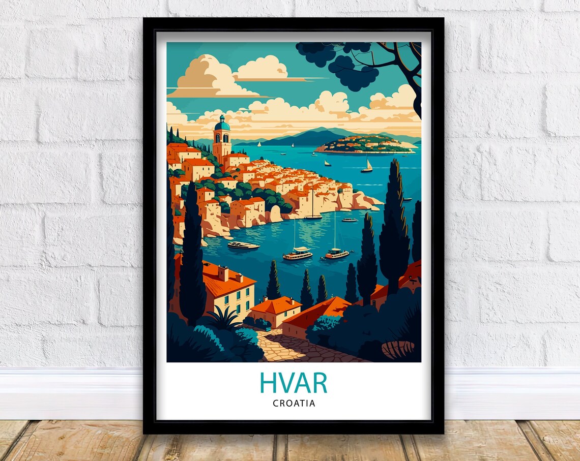 Hvar Croatia Travel Poster, Hvar Wall Decor