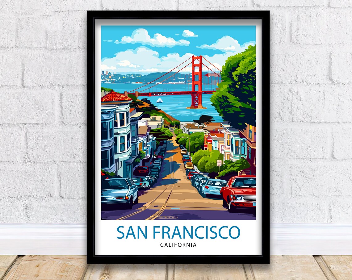 San Francisco California Travel Poster, Wall Decor