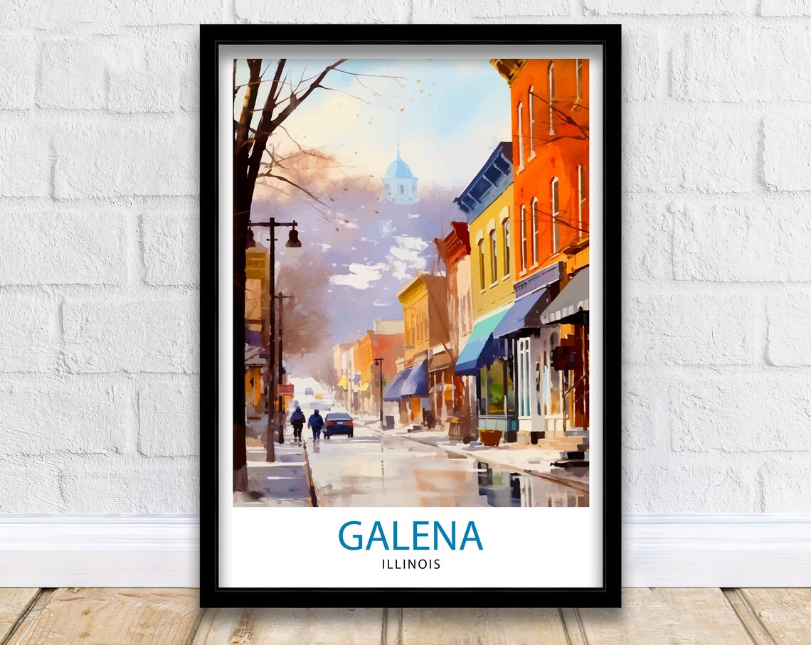 Galena Illinois Historic Main Street Winter Snowy Scene Poster