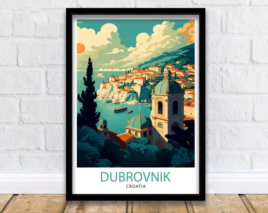 Dubrovnik Croatia Travel Poster, European City View