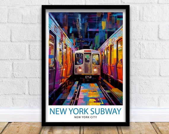 New York Subway Travel Poster, Urban Wall Decor