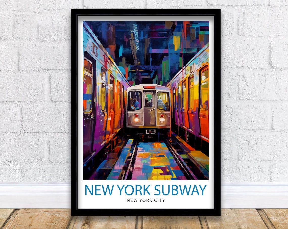 New York Subway Travel Poster, Urban Wall Decor