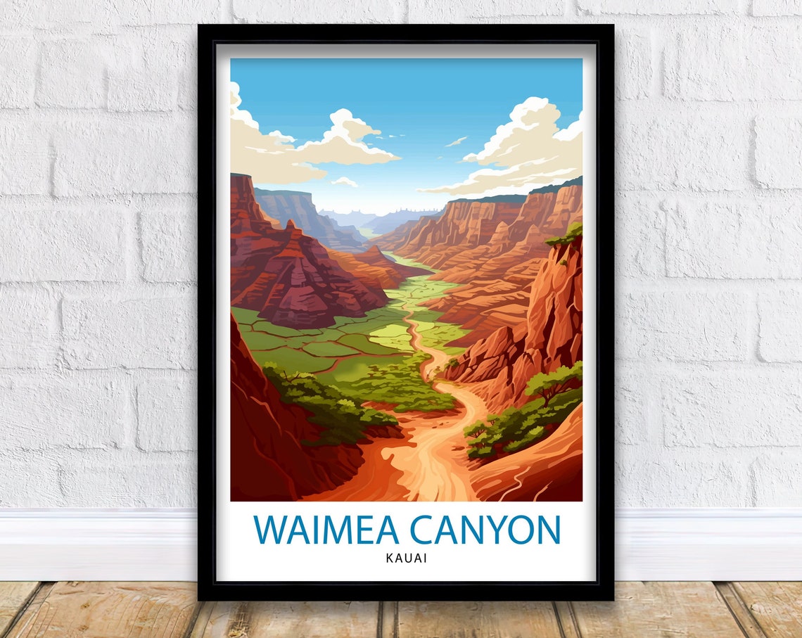 Waimea Canyon Kauai Travel Print Waimea Canyon Wall Decor Kauai Travel Poster Hawaii Travel Prints Waimea Canyon Art Print Kauai