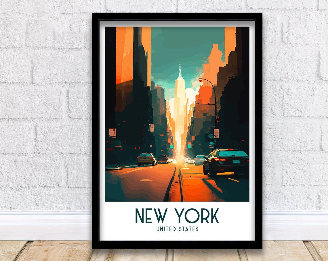 New York Travel Print Nyc Wall Art New York City Illustration Travel Poster Gift For New York Lovers New York Home Decor