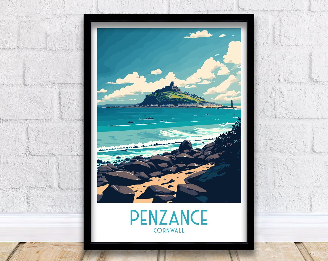 Penzance Travel Poster, Cornwall Place Print