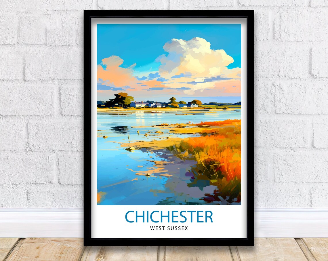 Chichester West Sussex Harbor Sunset Estuary Marsh Grass Poster
