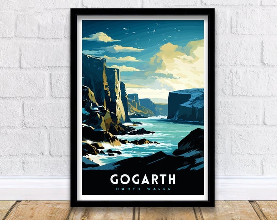 Gogarth North Wales Print Coastal Cliffs Wall Art Holyhead Sea View Decor Welsh Landscape Poster Climbing Enthusiast Gift