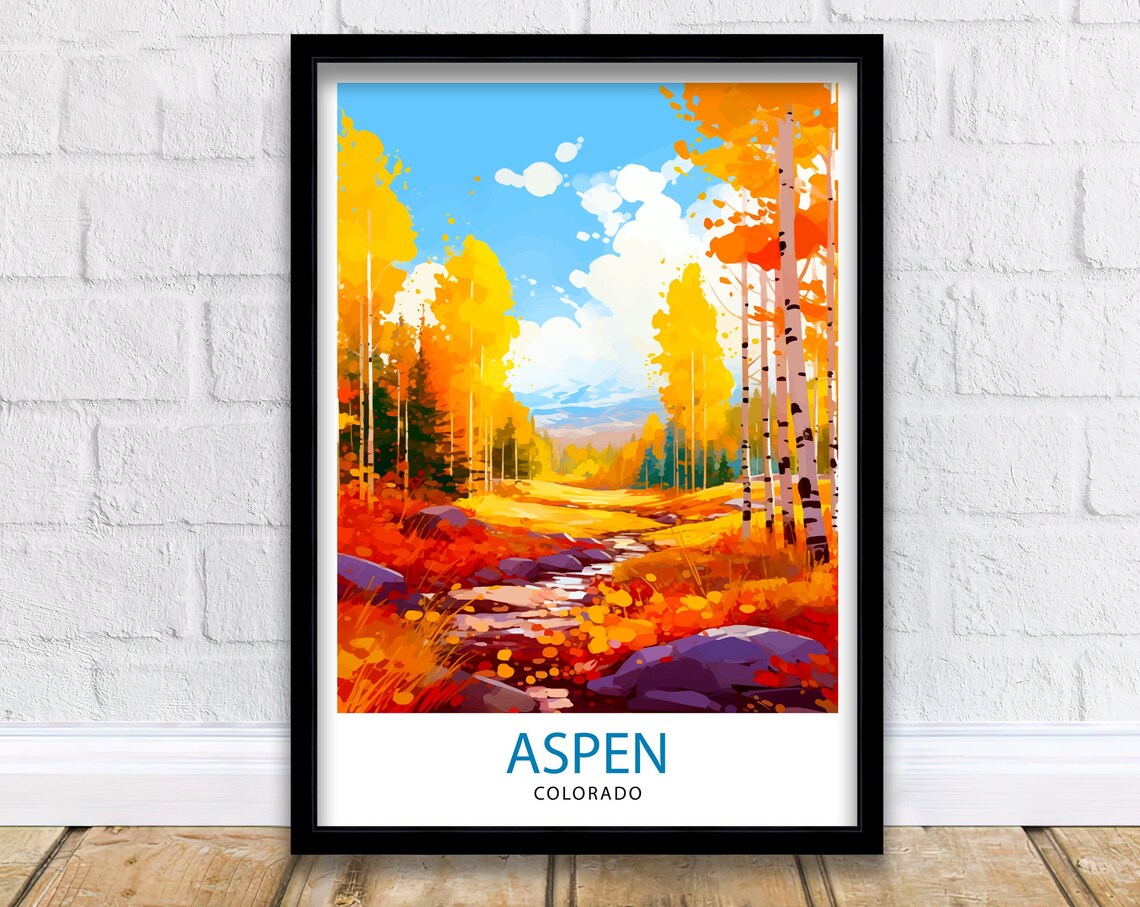 Aspen Colorado Travel Poster, Mountain Town Art Print
