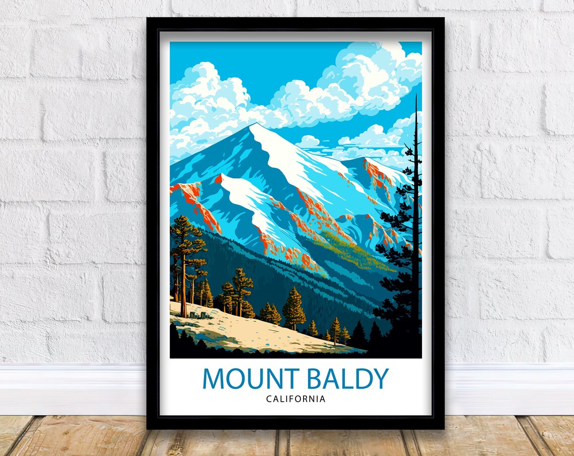 Mount Baldy California Travel Poster, Home Decor