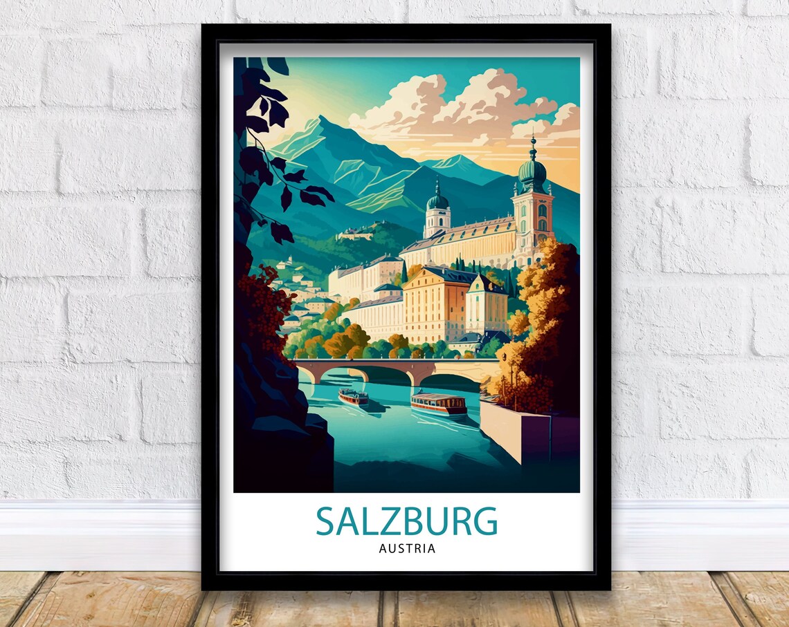Salzburg Austria Travel Poster, Europe Wall Decor