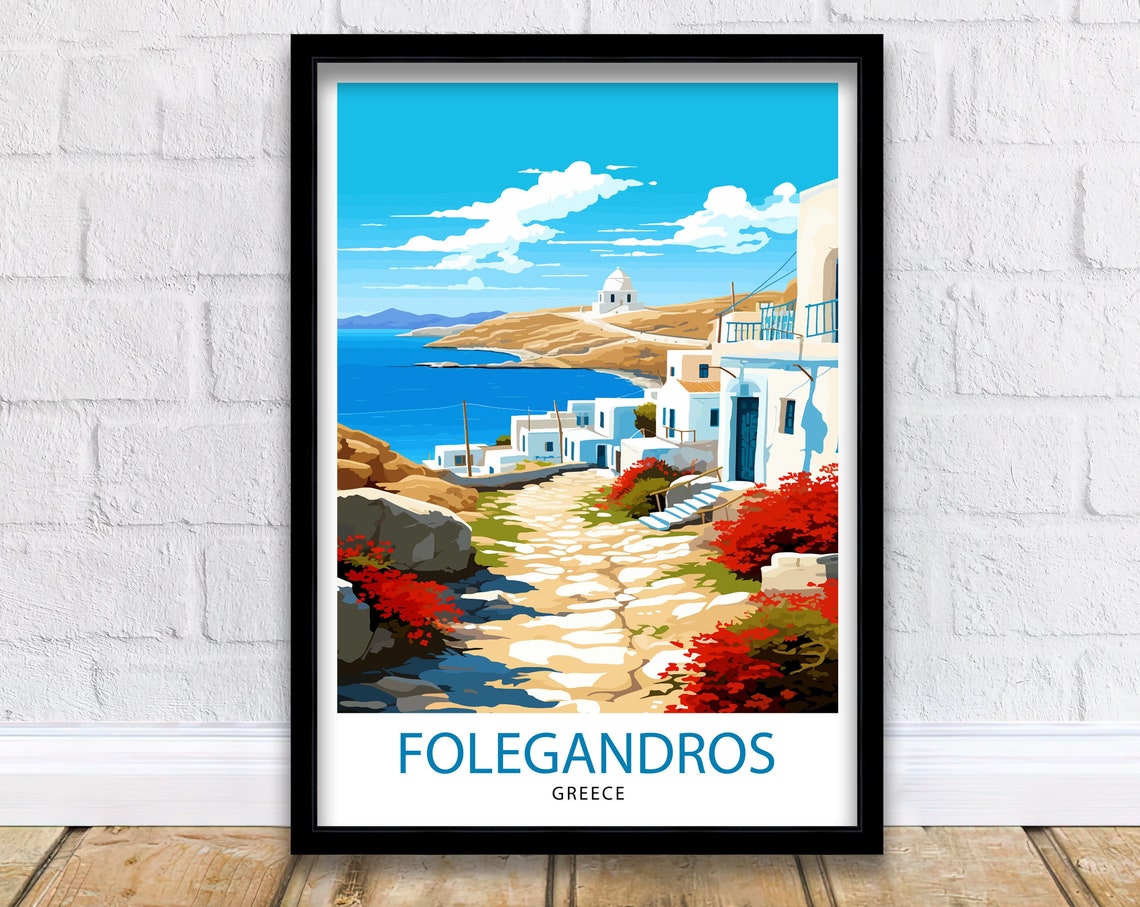 Folegandros Whitewashed Village Cobblestone Path Greece Poster