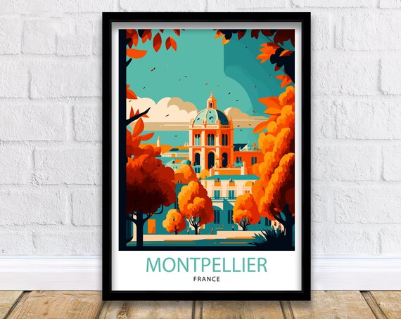 Montpellier France Travel Poster, European Wall Art