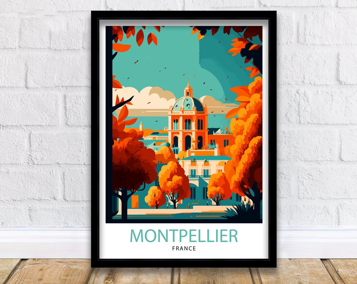 Montpellier France Travel Poster, European Wall Art