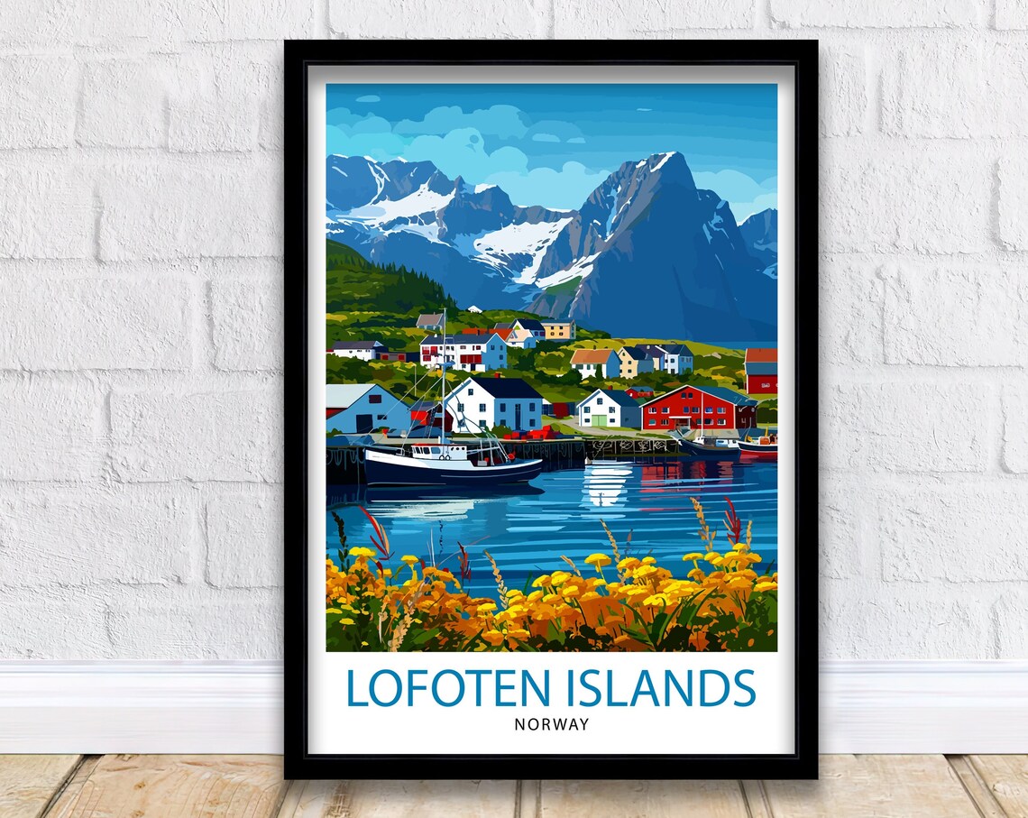 Lofoten Islands Travel Poster, Norway Wall Decor
