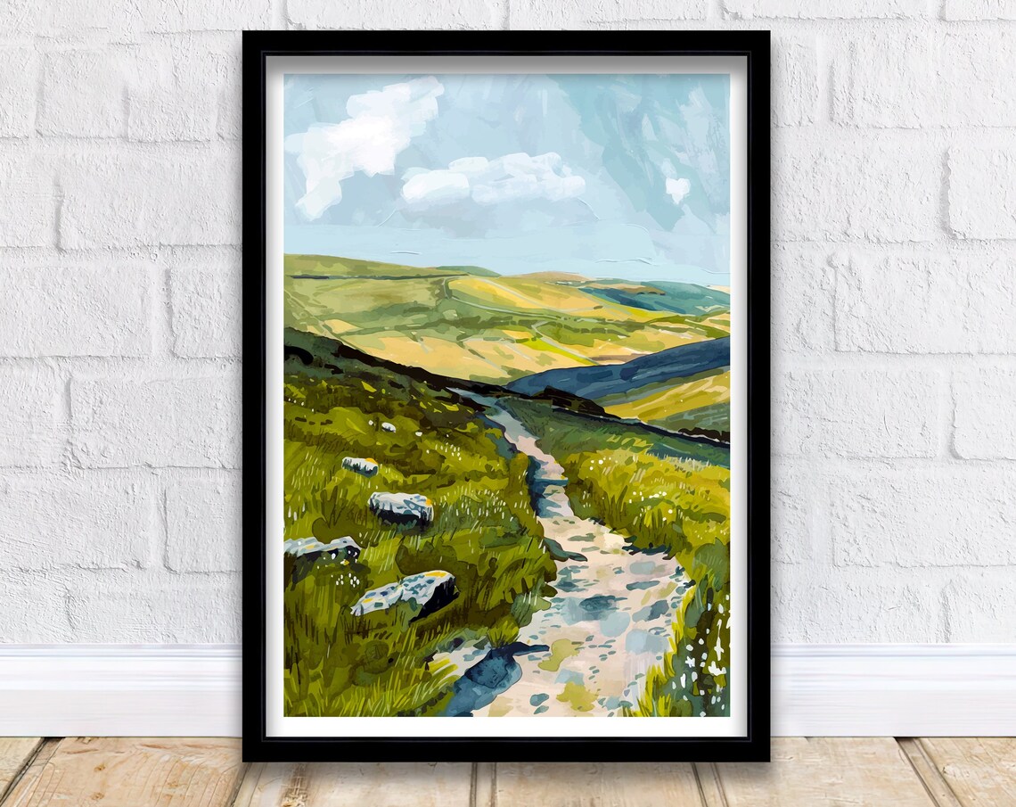 Preseli Hills Wales Scenic Moorland Stone Path Landscape Poster
