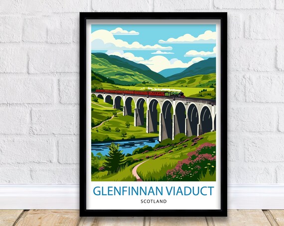 Glenfinnan Viaduct Travel Poster, Scottish Highlands