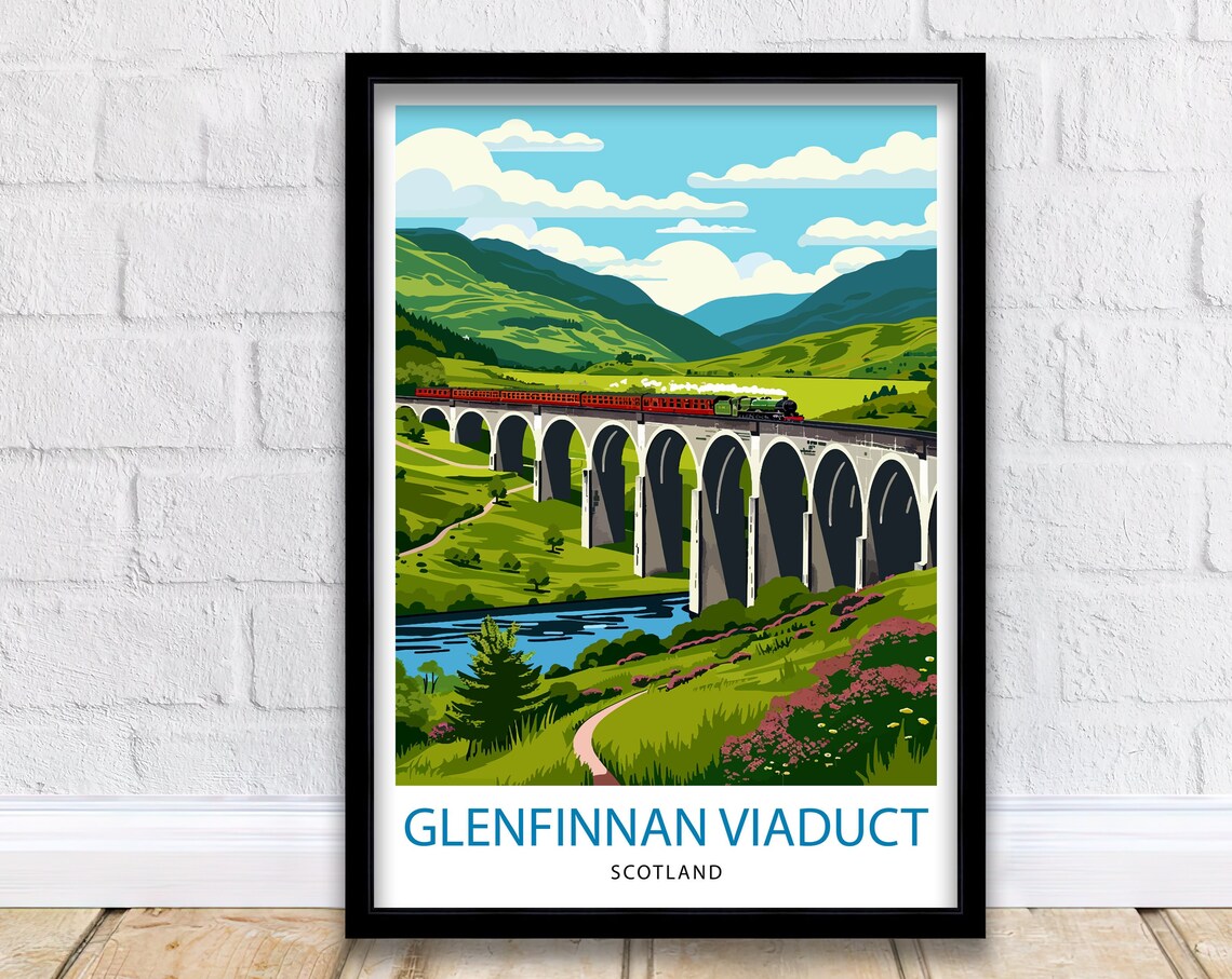 Glenfinnan Viaduct Travel Poster, Scottish Highlands