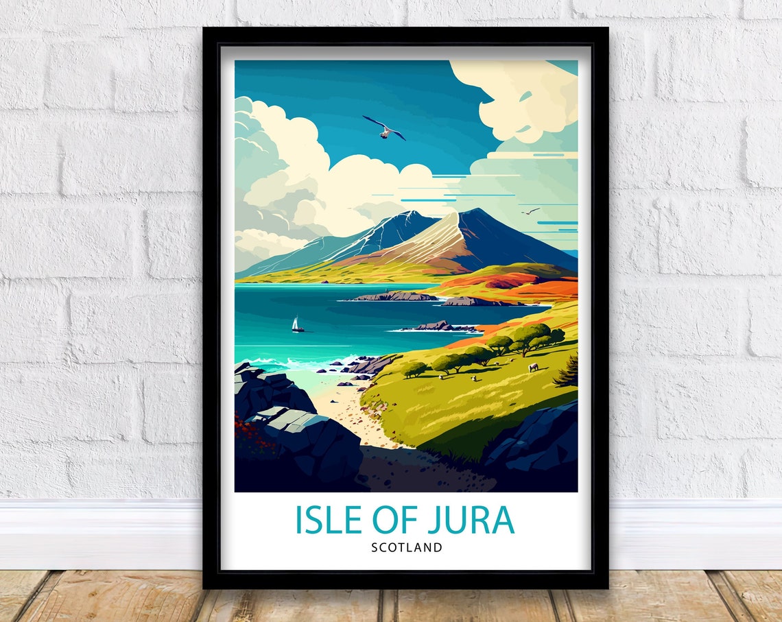 Isle Of Jura Travel Print Jura Island Wall Art Scotland Travel Poster Jura Island Illustration Gift For Scotland Traveler Jura Island Home