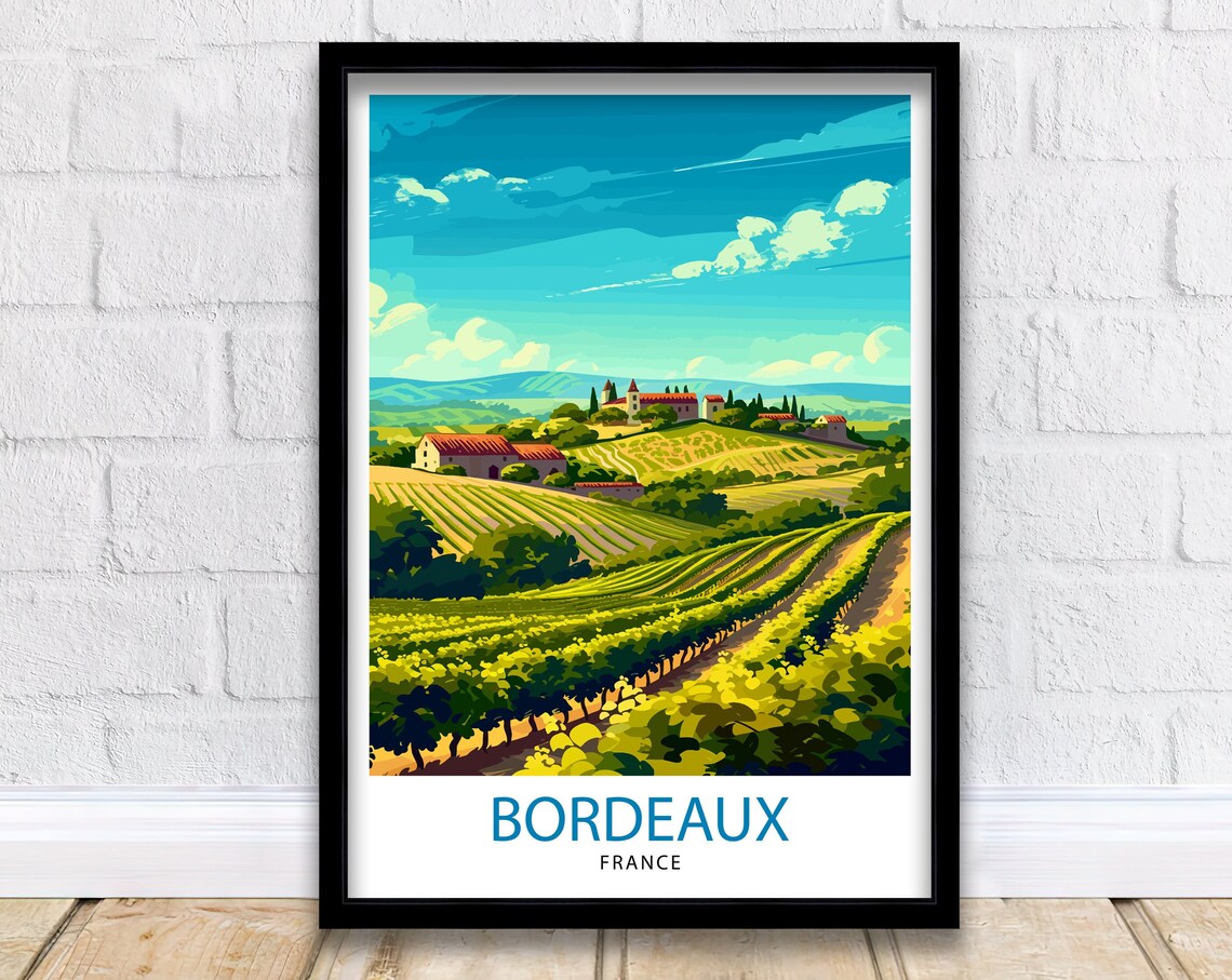 Bordeaux France Vineyard Rolling Hills Chateau Country Poster