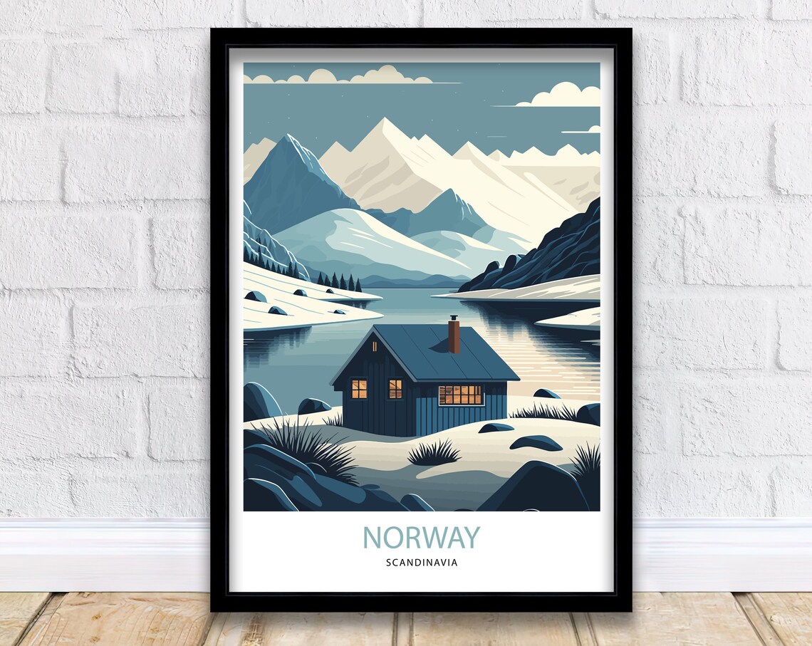 Norway Travel Poster, Scandinavian Retro Art Print