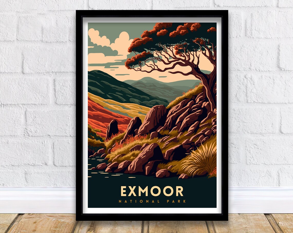 Exmoor National Park Travel Print Exmoor Poster Exmoor Print Fine Art Print National Park Exmoor Landscape Travel Poster