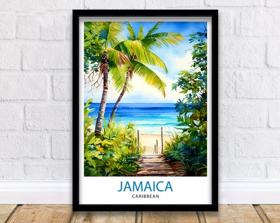 Jamaica Travel Print Jamaica Wall Art Jamaica Poster Jamaica Home Decor Jamaica Illustration Travel Poster Jamaica Gift Jamaica Wall