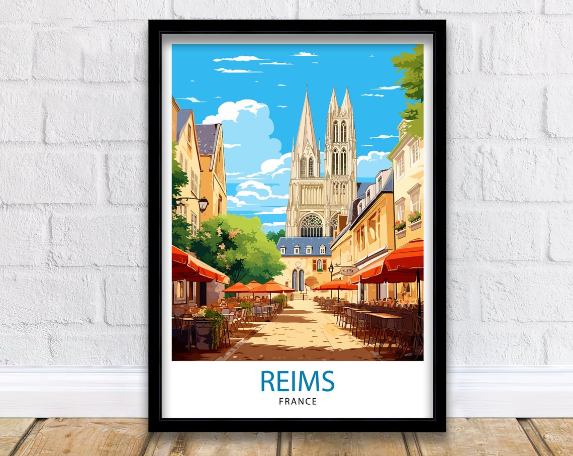 Reims France Travel Print Reims Wall Decor Reims Home Living Decor Reims France Illustration Travel Poster Gift For Reims France Home Decor
