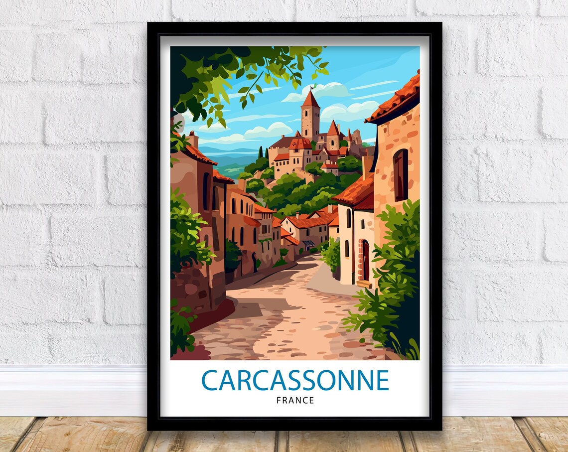 Carcassonne France Travel Poster, European Wall Decor