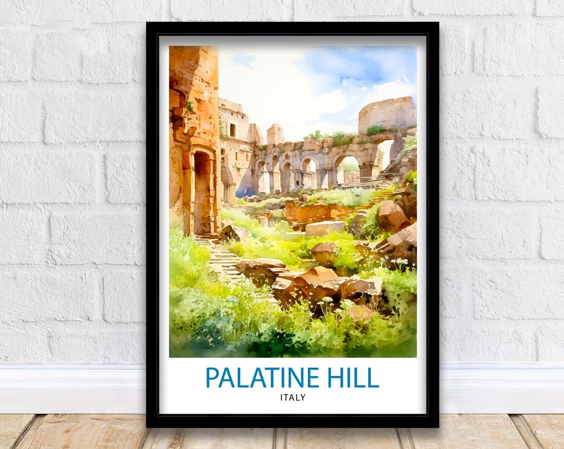 Palatine Hill Italy Roman Ruins Watercolor Garden Scene Poster