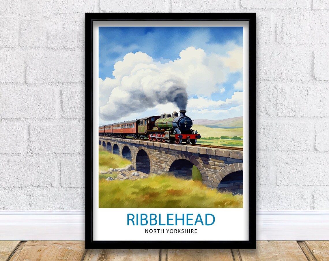 Ribblehead North Yorkshire Steam Train Viaduct Vintage Travel Poster