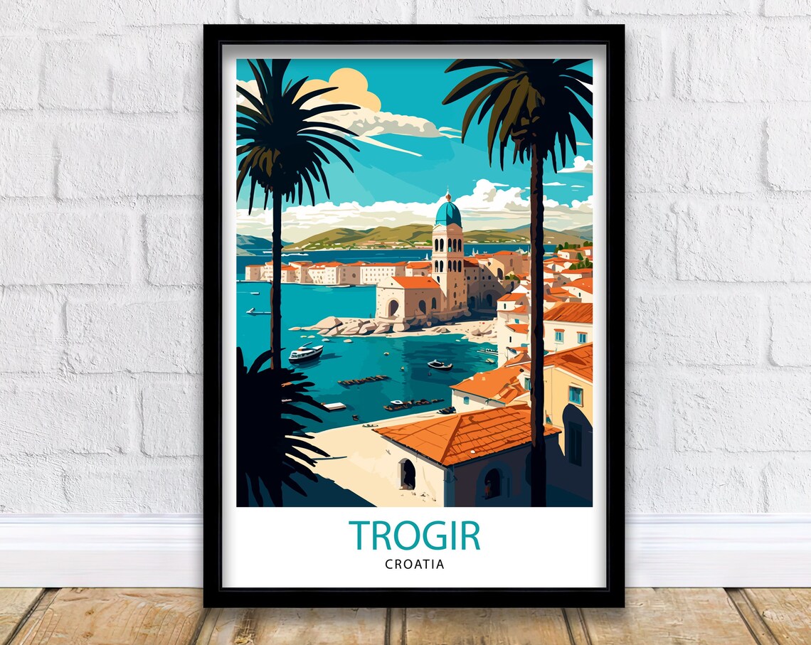 Trogir Croatia Travel Poster, Europe Wall Decor