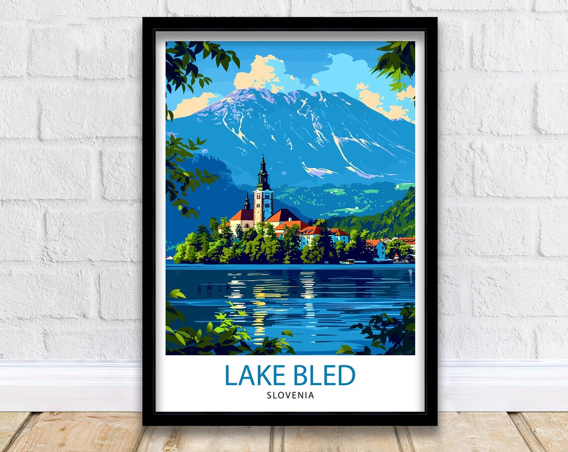 Lake Bled Slovenia Alpine Lake Island Church Mountain Vista Poster