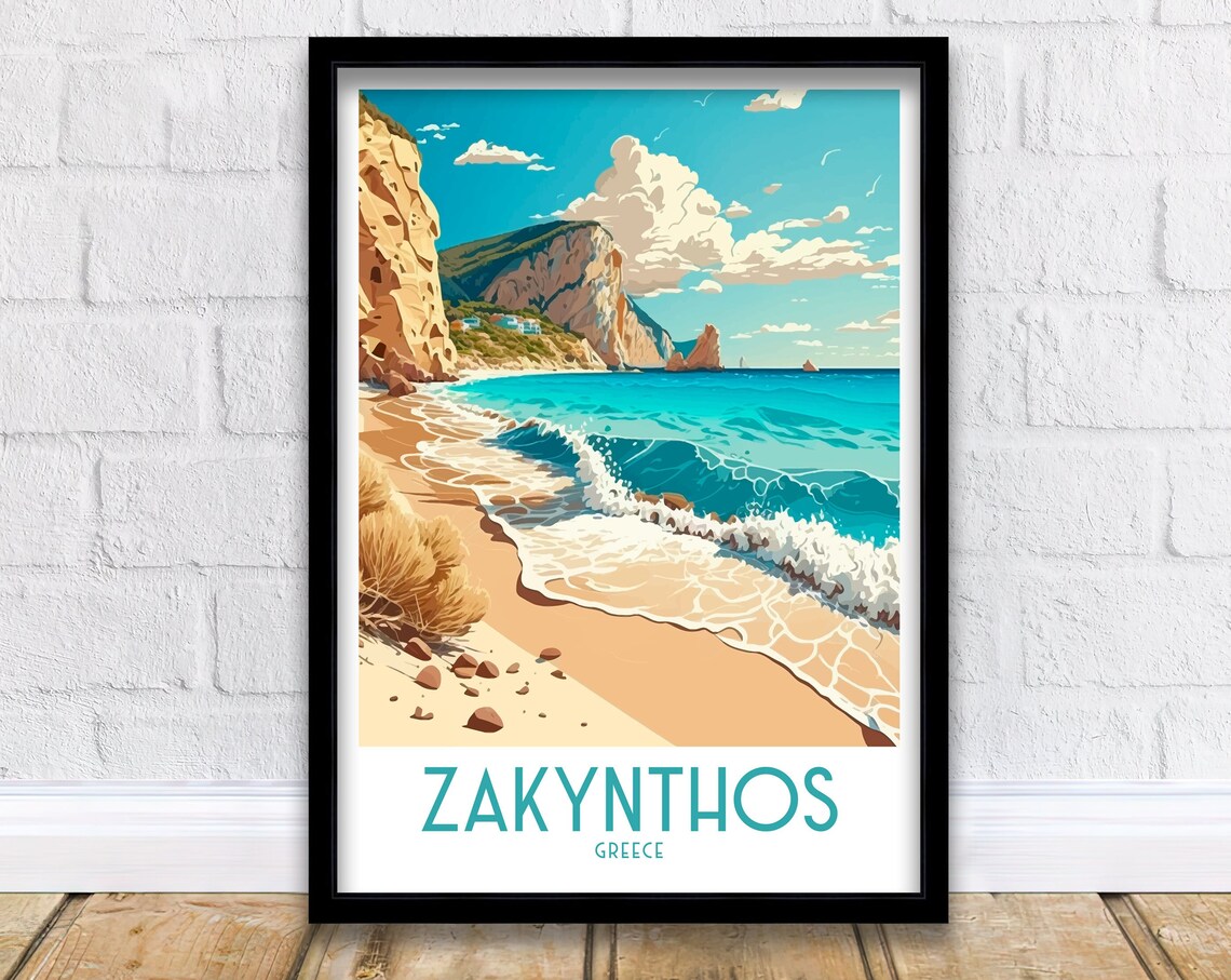 Zakynthos Greece Travel Poster, Home Decor
