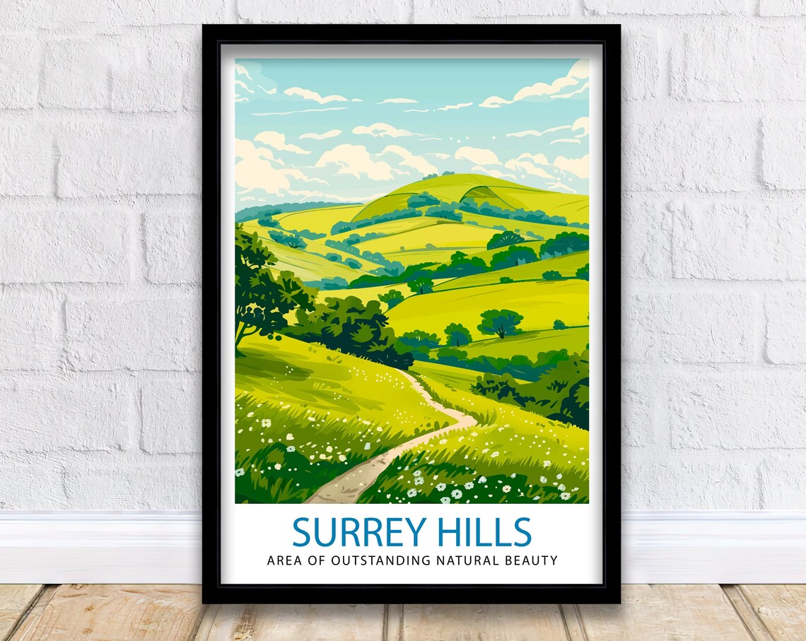 Surrey Hills Travel Poster, England Wall Art