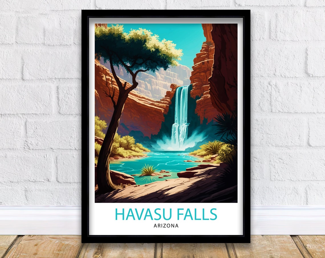 Havasu Falls Arizona Red Rock Canyon Desert Waterfall Poster