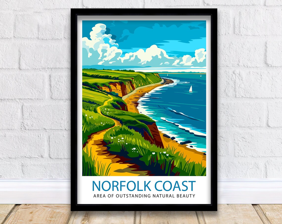 Norfolk Coast Travel Poster, UK Coastal Wall Art